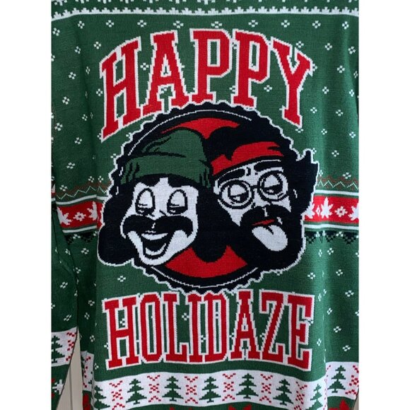 Cheech & Chong "Happy Holidaze" Ugly Christmas Sweater Size M/L - Picture 2 of 7
